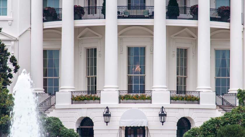 close up of exterior of White House