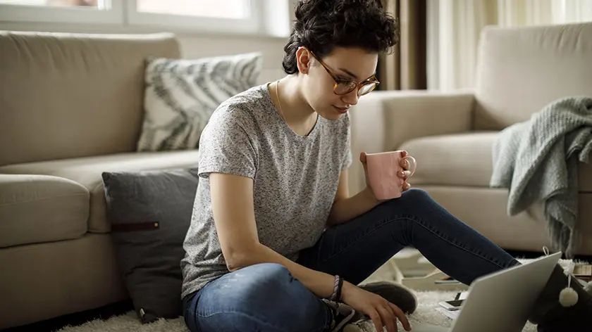 Woman looking at finaces