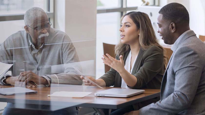 wealth team meeting with clients