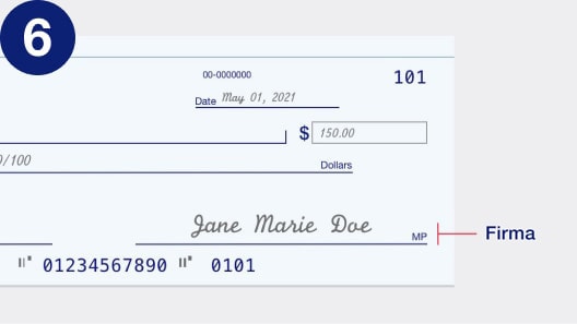 Paso 6: Cómo firmar el cheque