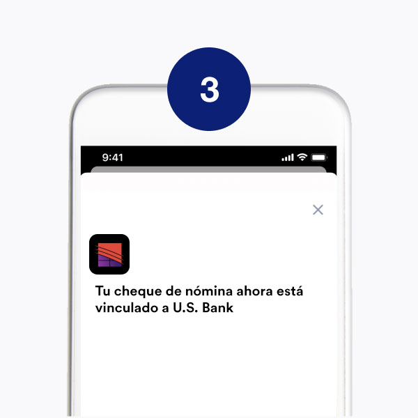 Paso 3 de la configuración del depósito directo: completado