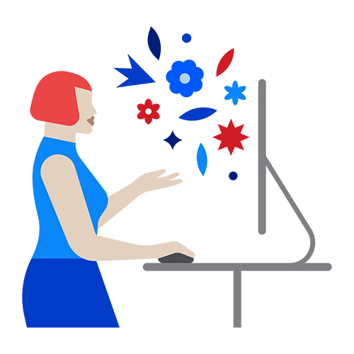 illustration of a woman working at her desk
