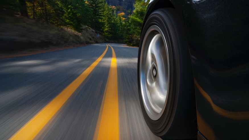 Picture of tire on road