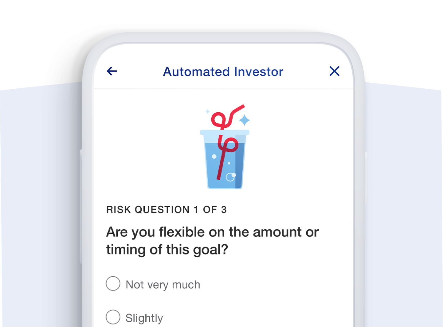 Cell phone screen showing example of the risk quiz
