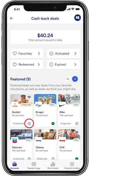 Step 1: Activate cash back deals detail view in the U.S. Bank Mobile app