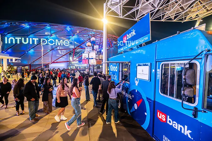 FireAid concert attendees pick up treats from the U.S. Bank Good Truck.