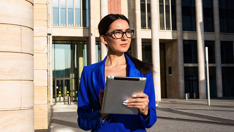 Woman with a tablet in her hand