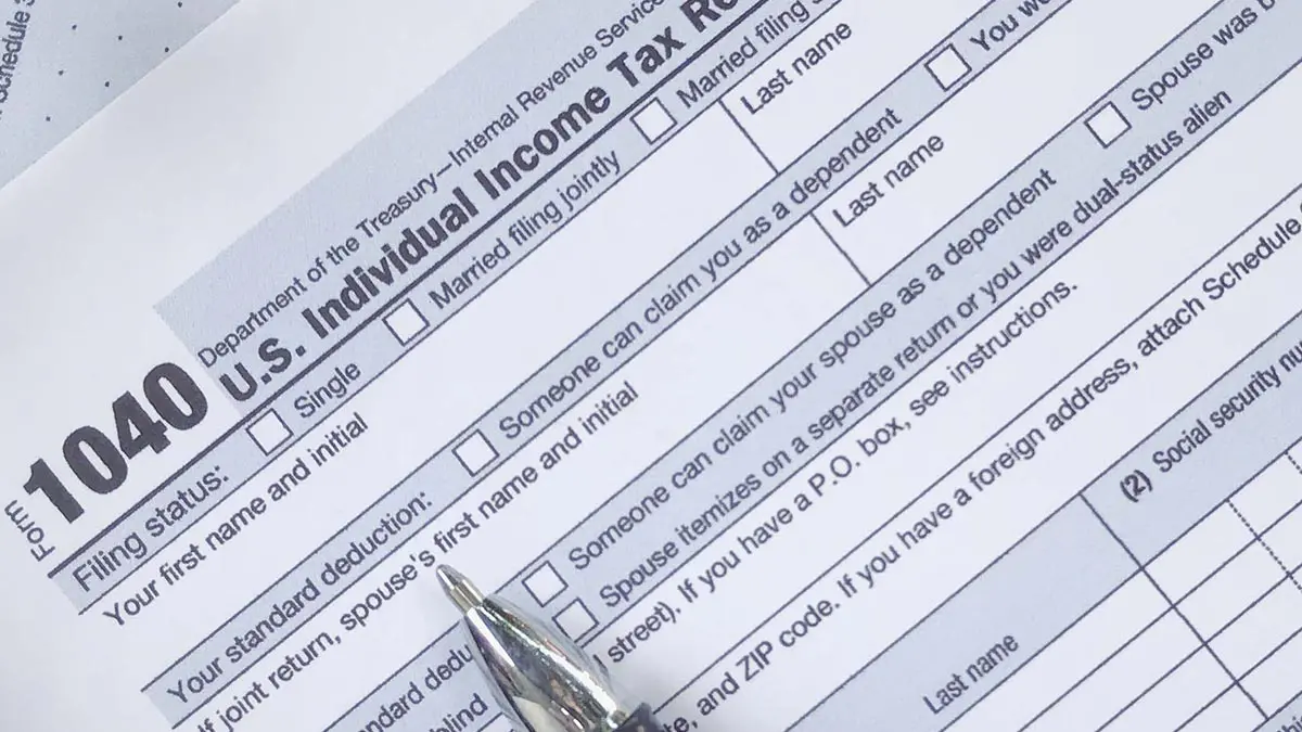 close up of a tax form
