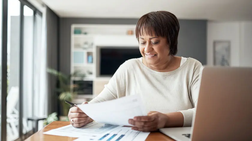 Woman working at home