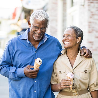 Retired couple smiling