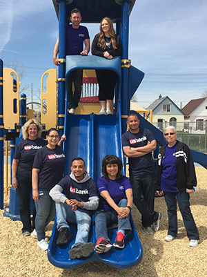 photo of volunteers on a playground