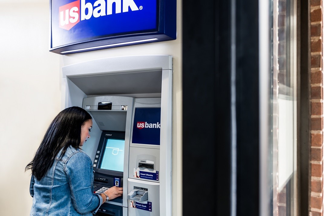 Person using a U.S. Bank ATM