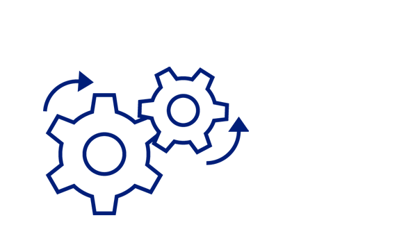 Illustration showing two gear sprockets to signify things happening automatically