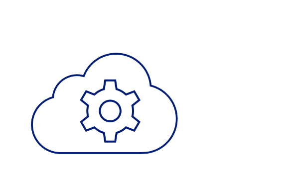  Illustration of a sprocket inside of a cloud to signify things taking place in the digital cloud
