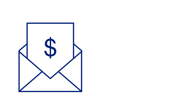 illustration of a dollar bill inserted into an envelope