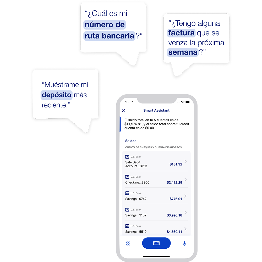 Imagen de globos de diálogo y pantalla de la aplicación mostrando ejemplos generalizados de cómo utilizar la aplicación