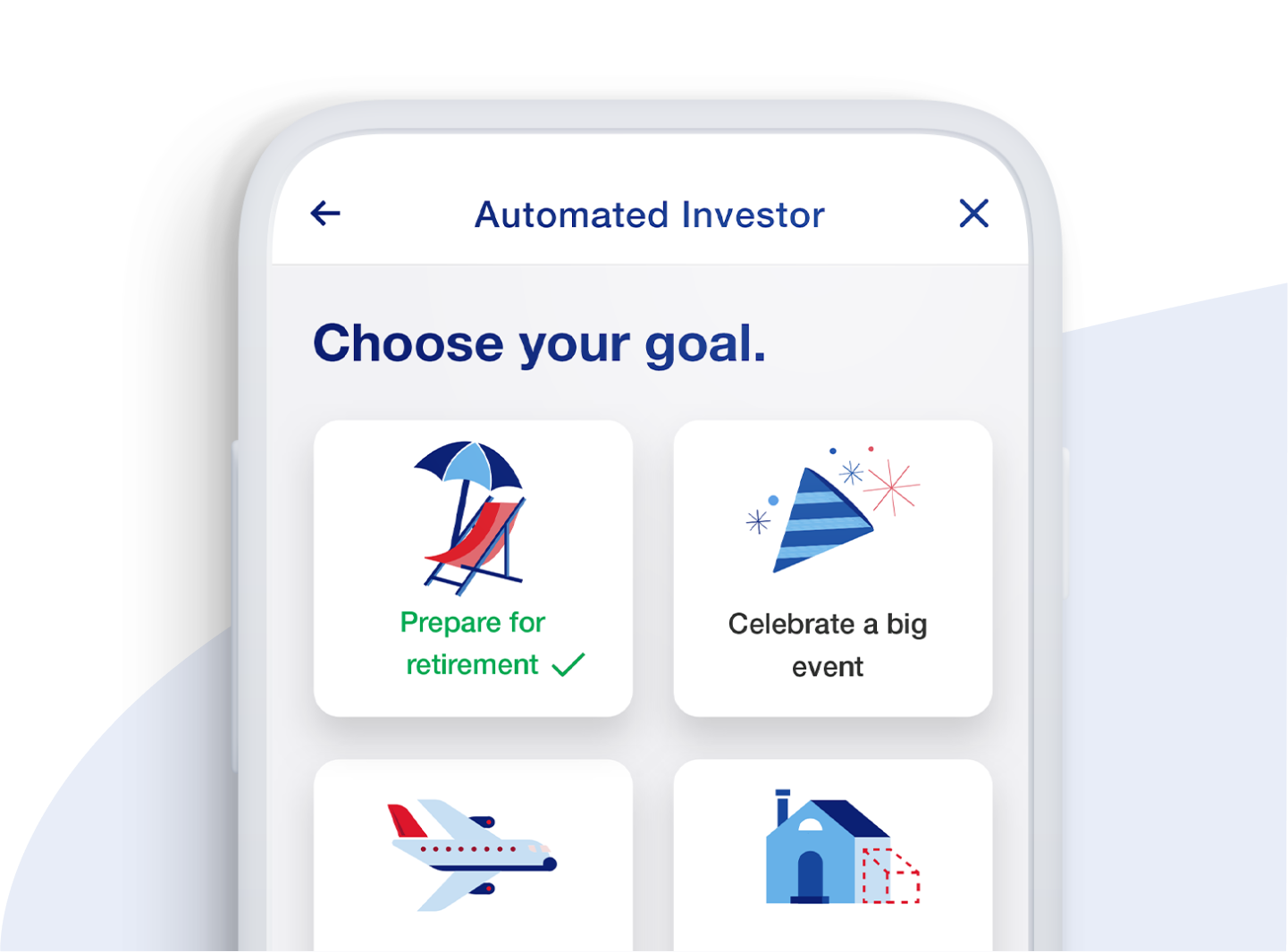 iPhone screen with goal setting options displayed